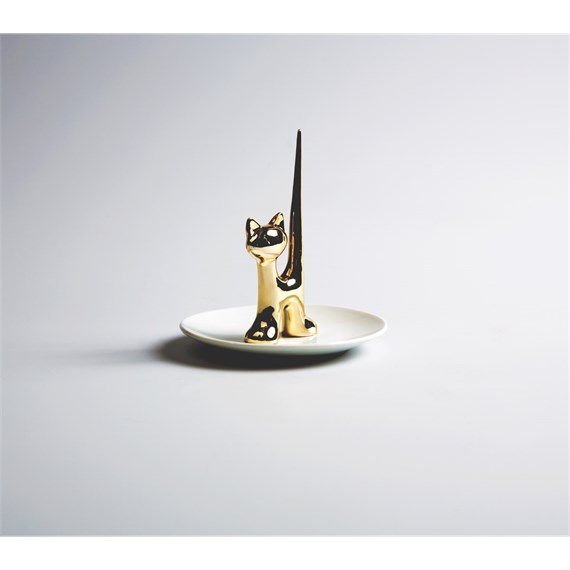 Cat Ring Dish with Gold Detail